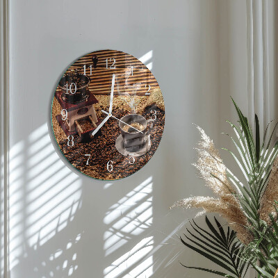 Glas wanduhr Kaffeebohnen