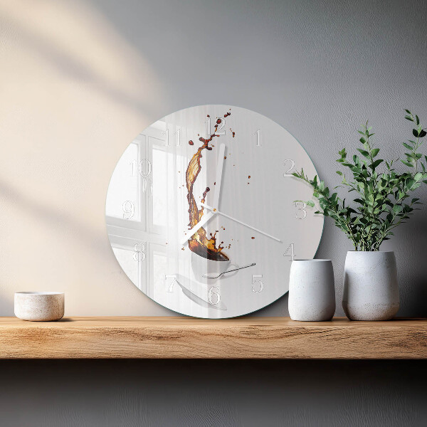 Glas wanduhr Kaffee