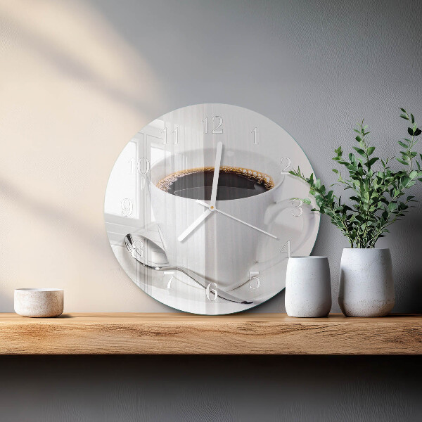Glas wanduhr Kaffee