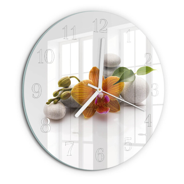 Glas wanduhr Orchidee