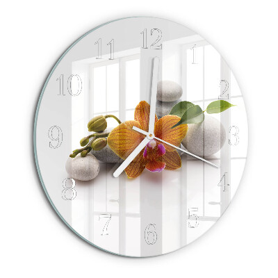 Glas wanduhr Orchidee