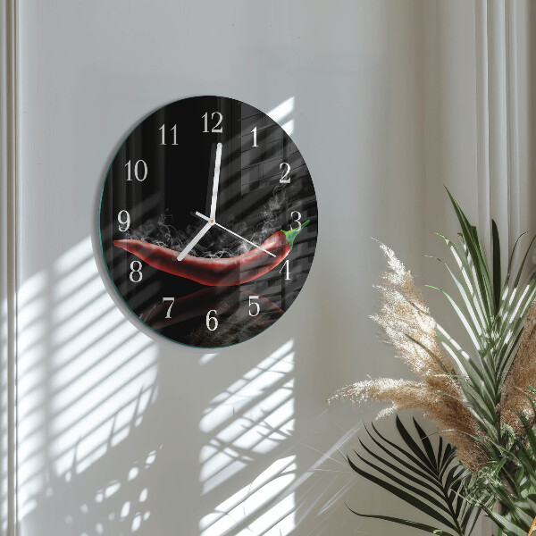 Glas wanduhr Chilischoten