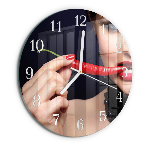 Glas wanduhr Chili-Pfeffer