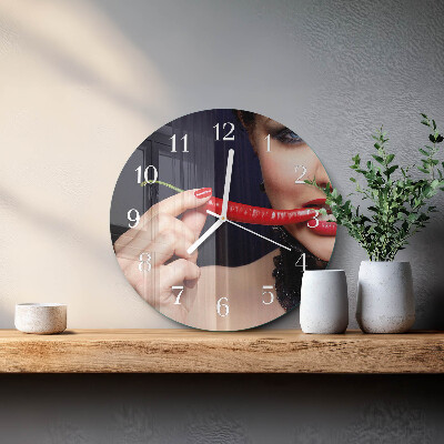 Glas wanduhr Chili-Pfeffer