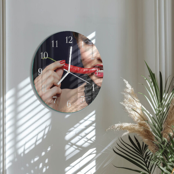 Glas wanduhr Chili-Pfeffer