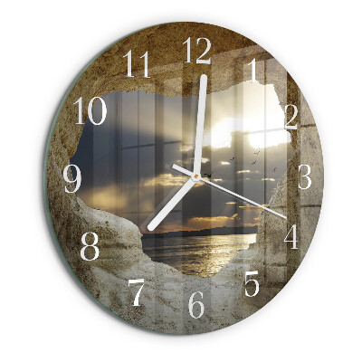 Glas wanduhr Herz im Felsen
