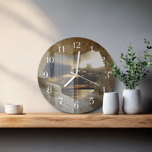 Glas wanduhr Herz im Felsen