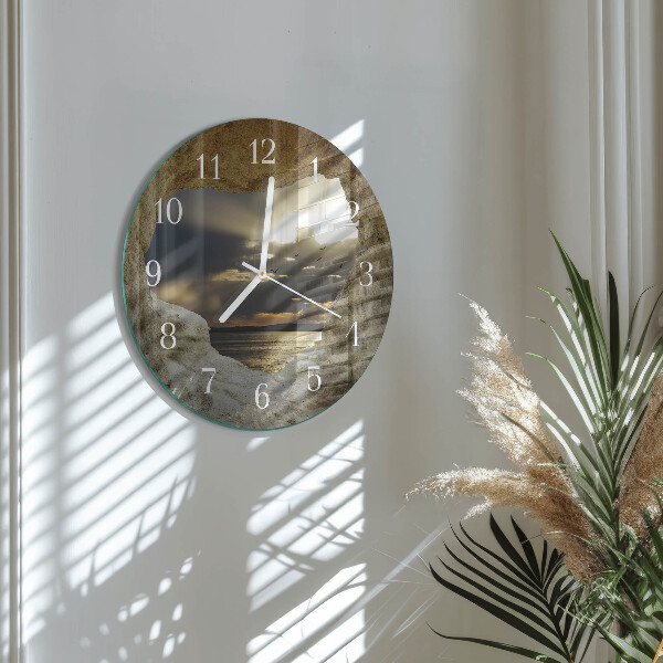 Glas wanduhr Herz im Felsen