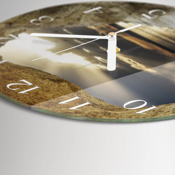 Glas wanduhr Herz im Felsen