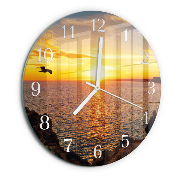 Glas wanduhr Sonnenuntergang