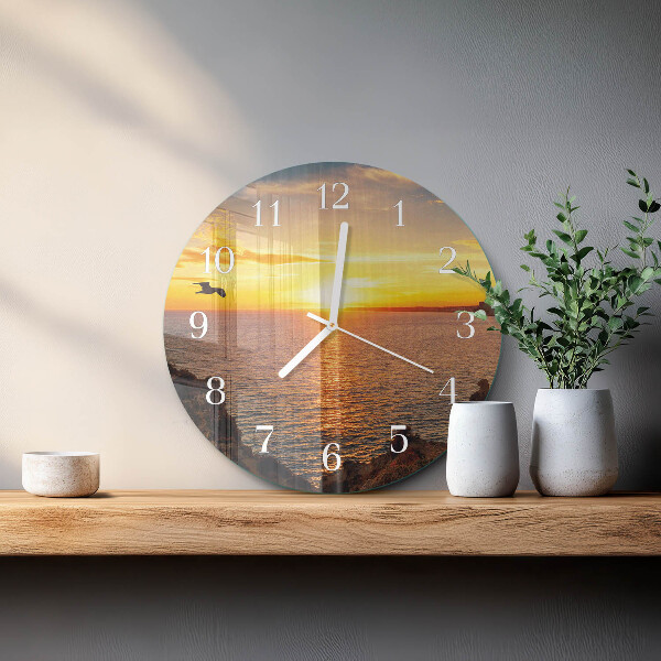 Glas wanduhr Sonnenuntergang