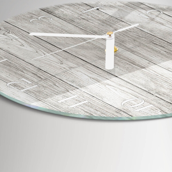 Glas wanduhr Graue Bretter