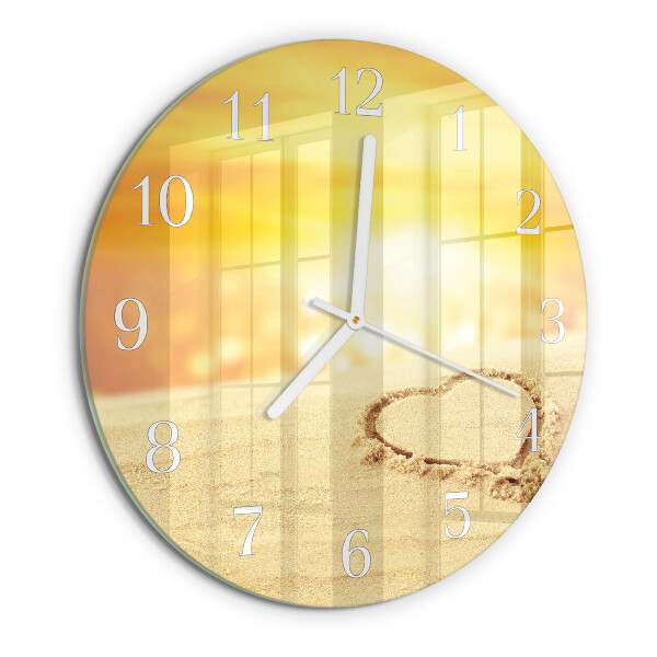 Glas wanduhr Herz im Sand