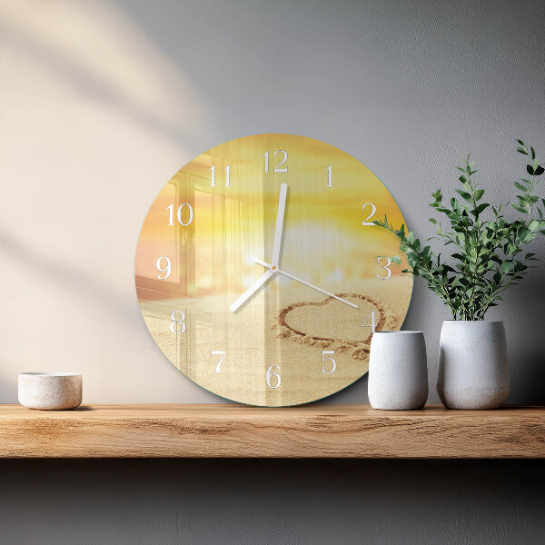 Glas wanduhr Herz im Sand