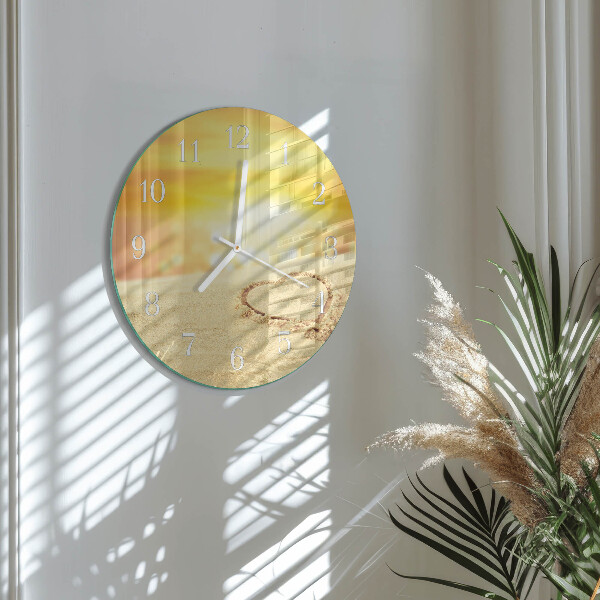 Glas wanduhr Herz im Sand
