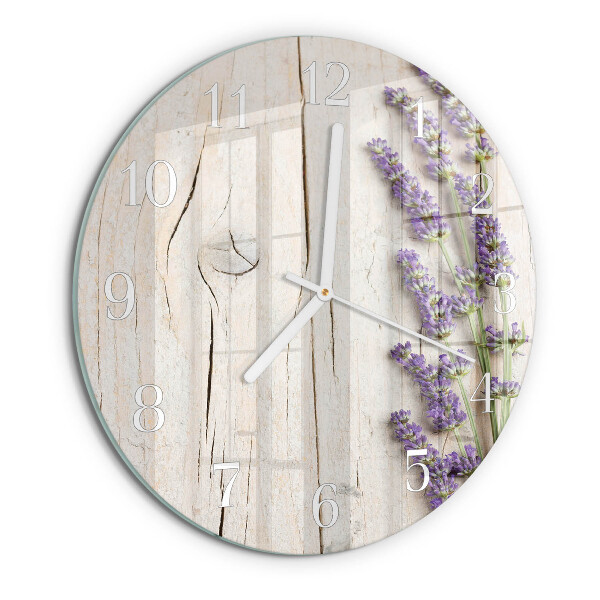 Glas wanduhr Lavendel