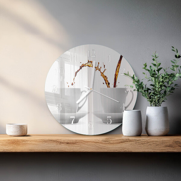 Glas wanduhr Tassen Kaffee