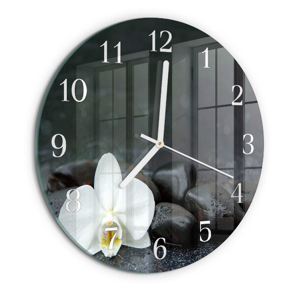 Glas wanduhr Blumen und Steine