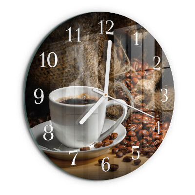 Glas wanduhr Kaffee