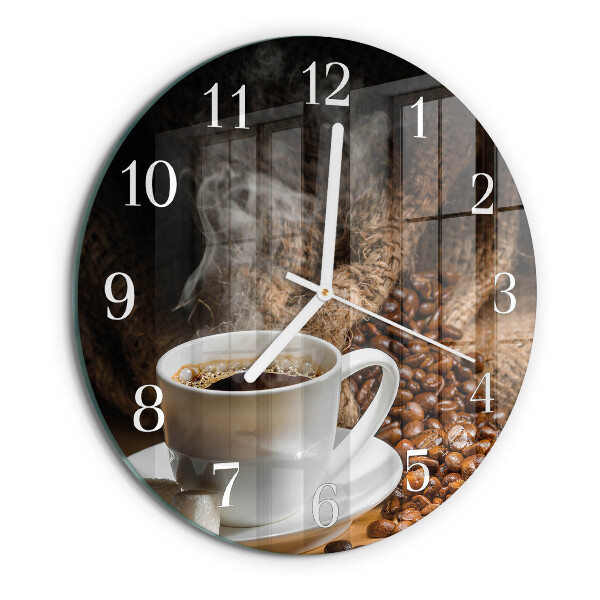 Glas wanduhr Kaffee