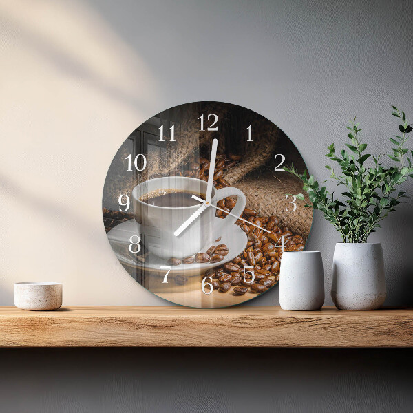 Glas wanduhr Kaffee