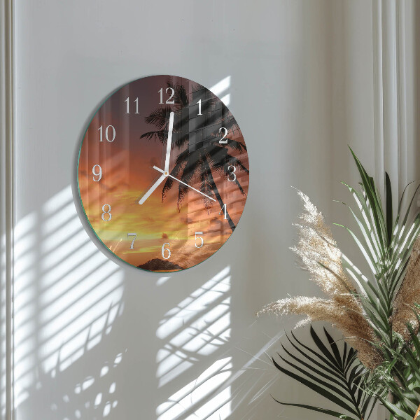 Glas wanduhr Palme