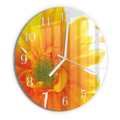 Glas wanduhr Blume