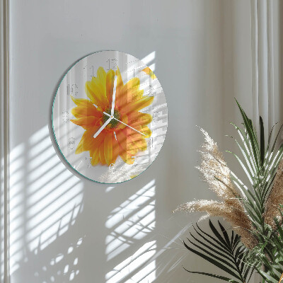 Glas wanduhr Blume