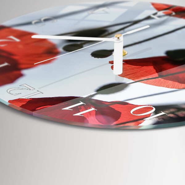 Glas wanduhr Mohn