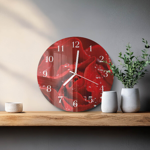 Glas wanduhr Rose