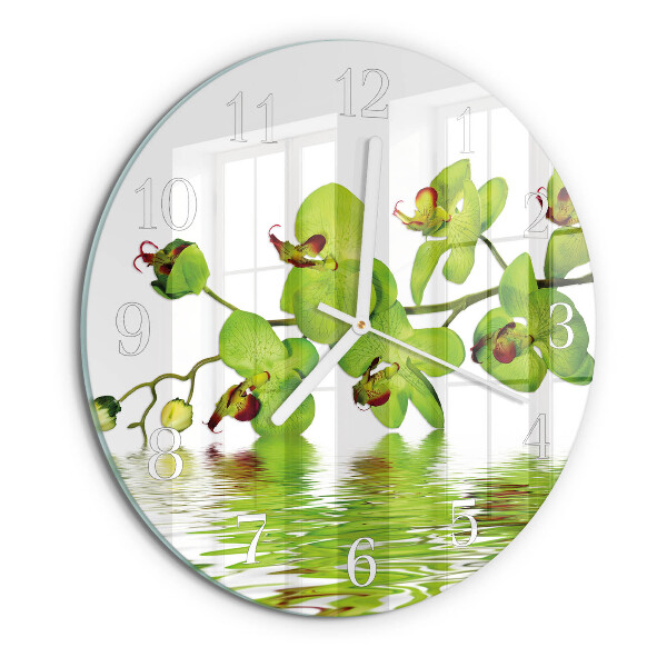 Glas wanduhr Orchidee