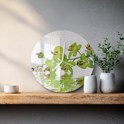 Glas wanduhr Orchidee