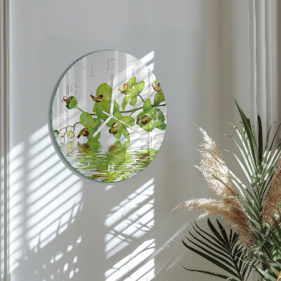 Glas wanduhr Orchidee