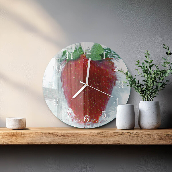 Glas wanduhr Erdbeere