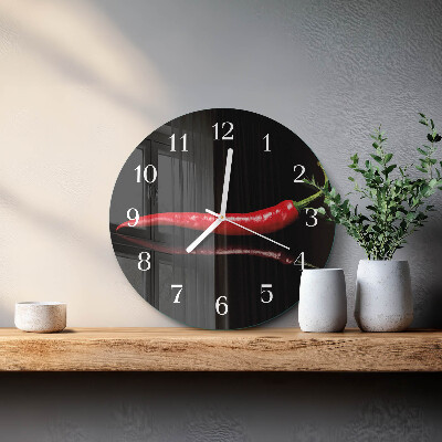 Glas wanduhr Chili-Pfeffer