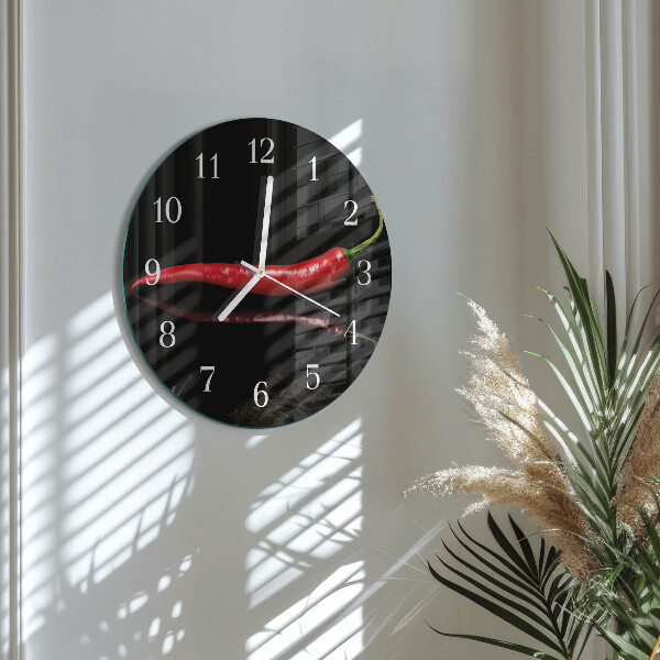 Glas wanduhr Chili-Pfeffer