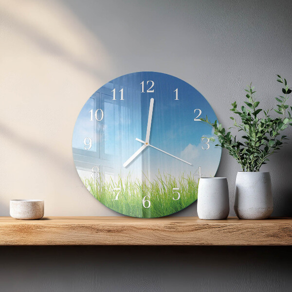 Glas wanduhr Gras