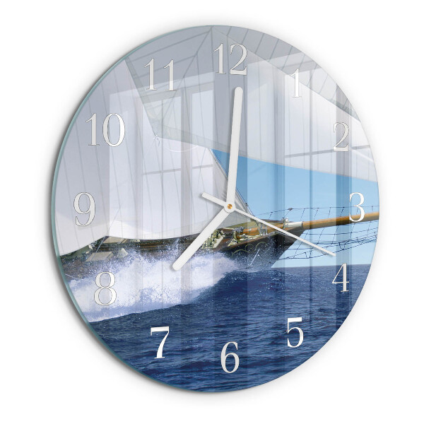 Glas wanduhr Segelboot