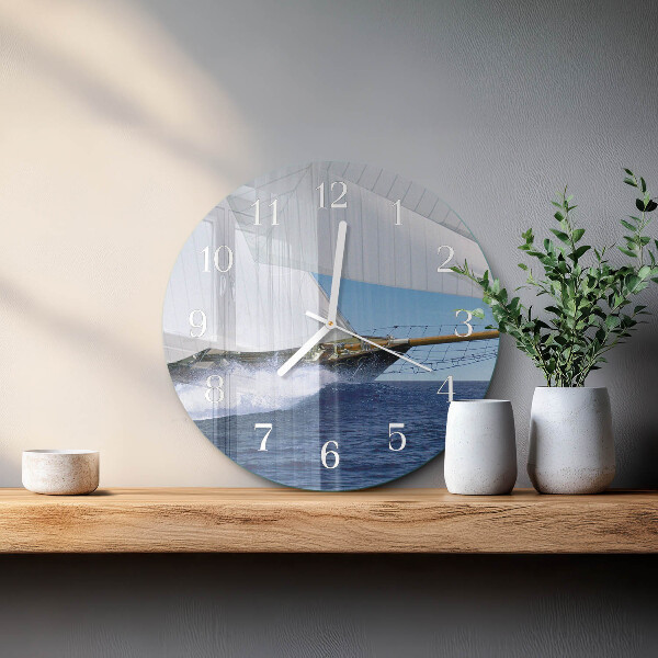 Glas wanduhr Segelboot
