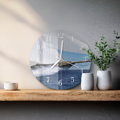 Glas wanduhr Segelboot