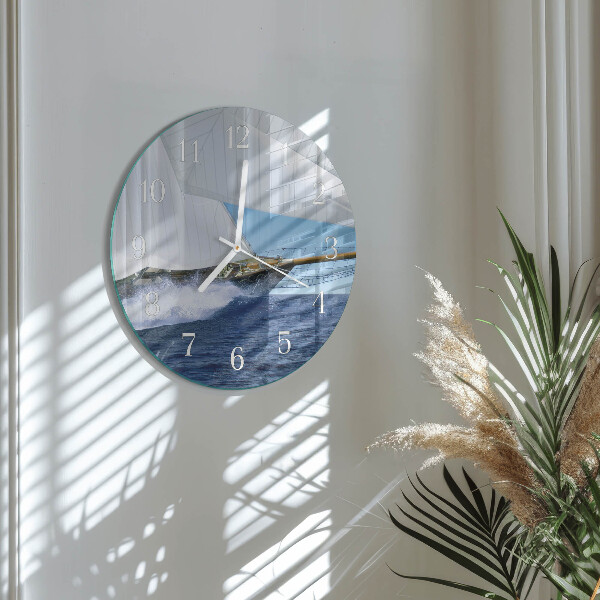 Glas wanduhr Segelboot
