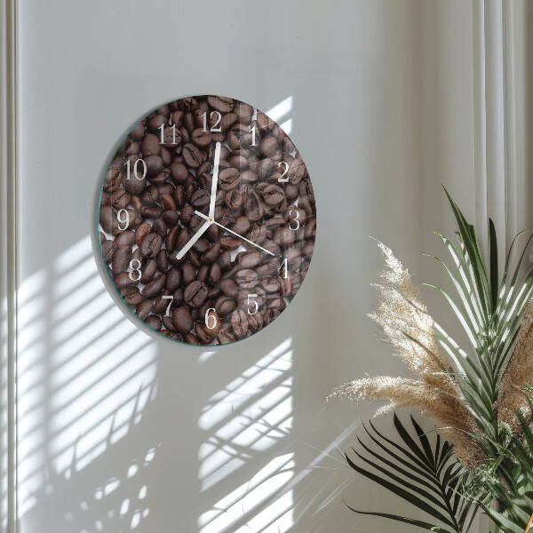 Glas wanduhr Kaffeebohnen