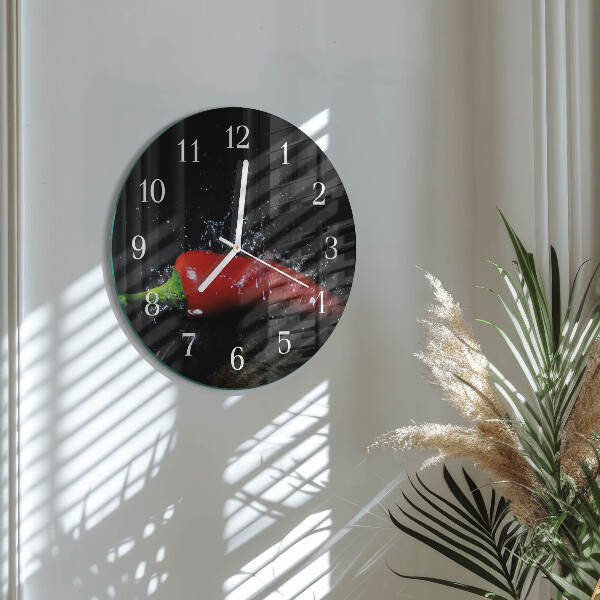 Glas wanduhr Chilischoten