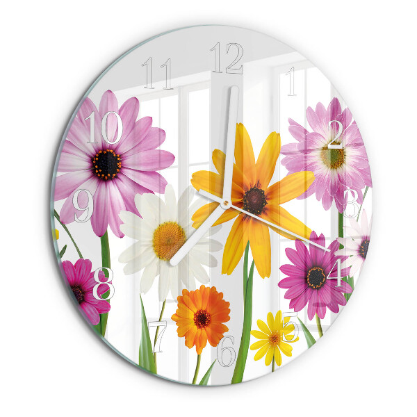 Glas wanduhr Blumen
