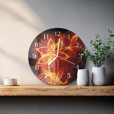 Glas wanduhr Feuerblume