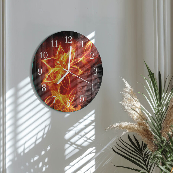 Glas wanduhr Feuerblume