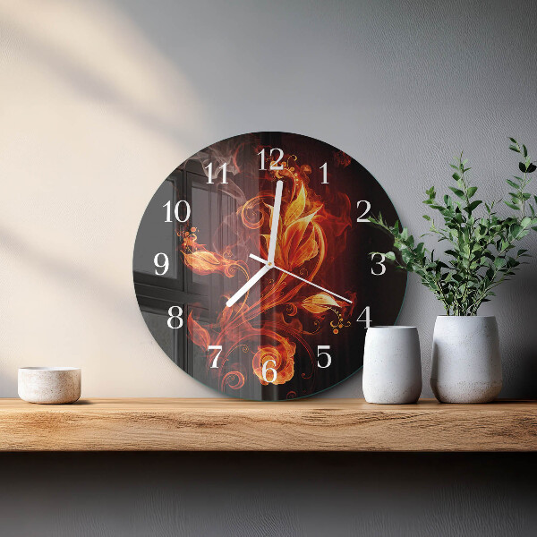 Glas wanduhr Feuerblume
