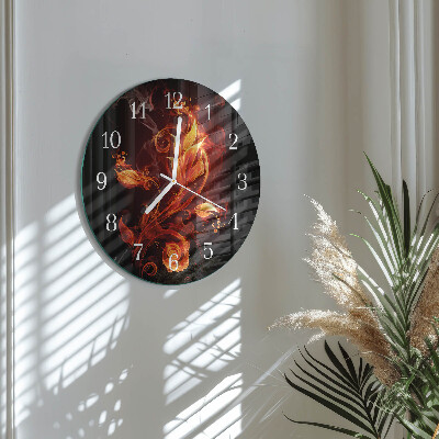 Glas wanduhr Feuerblume