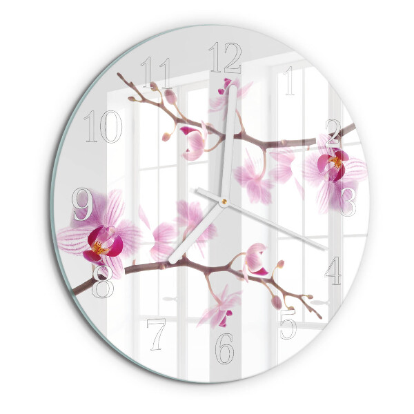 Glas wanduhr Orchidee