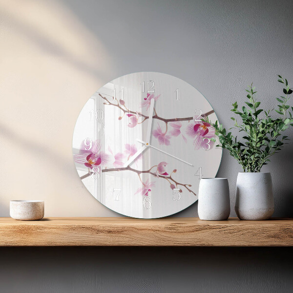 Glas wanduhr Orchidee